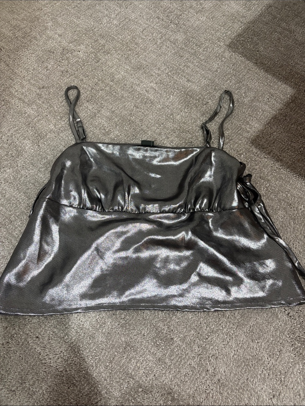 TRULY Metallic Silver Spaghetti-Strap Camisole